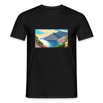 Amalfi Coast, Italy - Pixel Art - Men's T-Shirt - black - Front - AI Model Male 178 light (178cm)