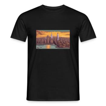 New York City - Pixelkunst - Männer T-Shirt - Schwarz - Vorne - AI Model Male 178 light (178cm)