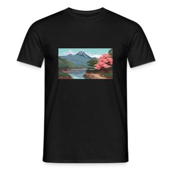 Miho No, Matsubara, Japan - Pixel Art - Männer T-Shirt - Schwarz - Vorne - AI Model Male 178 light (178cm)