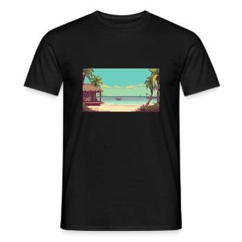 Isla Holbox, Mexico - Pixel Art - Men's T-Shirt - black - Front - AI Model Male 178 light (178cm)