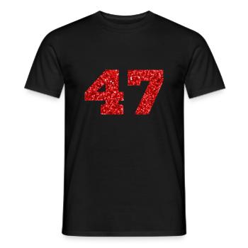 Number 47 Red Glitter - 47th Anniversary - Men's T-Shirt - black - Front - AI Model Male 178 light (178cm)