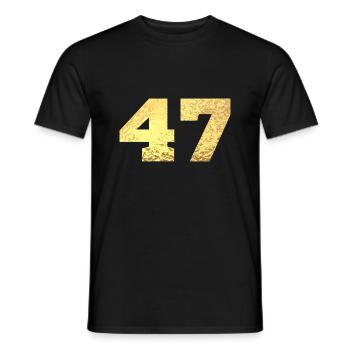 Number 47 Gold Glitter - 47th Anniversary - Men's T-Shirt - black - Front - AI Model Male 178 light (178cm)