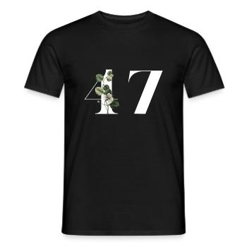 Number 47 Floral Green - 47th Floral Birthday - Men's T-Shirt - black - Front - AI Model Male 178 light (178cm)