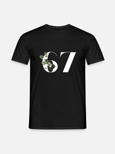 Nummer 67 Blumengrün - 67. Blumengeburtstag - Männer T-Shirt - Schwarz