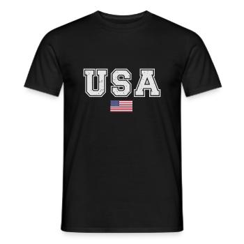 ÉQUIPE Bannière du drapeau américain des États-Unis en cours d’écriture - T-shirt homme - noir - Devant - AI Model Male 178 light (178cm)