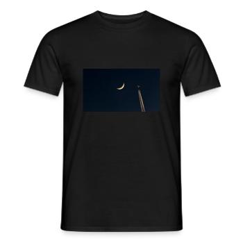 Der Mond und das Flugzeug - Männer T-Shirt - Schwarz - Vorne - AI Model Male 178 light (178cm)