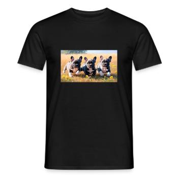 French Bulldog Welpen verspielt mit schönen Augen - Männer T-Shirt - Schwarz - Vorne - AI Model Male 178 light (178cm)