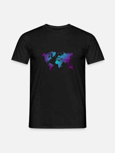 cool world map design in blue and purple - Men's T-Shirt - black