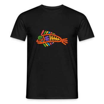 Culture of the Incas, fish - Men's T-Shirt - black - Front - AI Model Male 178 light (178cm)