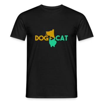 Chien > chat - T-shirt homme - noir - Devant - AI Model Male 178 light (178cm)