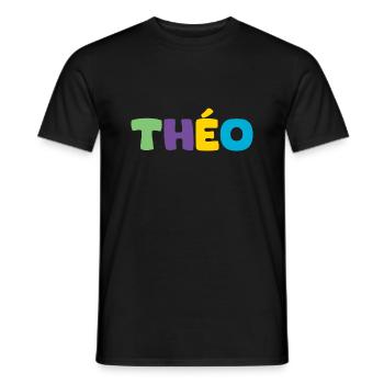 Name - Théo - Men's T-Shirt - black - Front - AI Model Male 178 light (178cm)