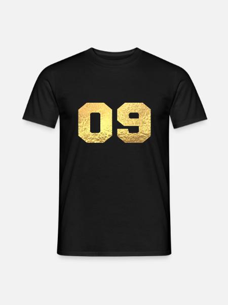 Numéro 9 paillettes doré - 9e anniversaire - T-shirt homme - noir