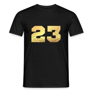 Number 23 Gold Glitter - 23rd Anniversary - Men's T-Shirt - black - Front - AI Model Male 178 light (178cm)