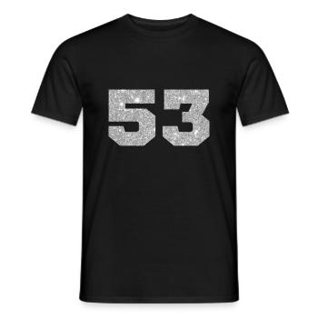 Nummer 53 Silberner Glitzer - 53. Jubiläum - Männer T-Shirt - Schwarz - Vorne - AI Model Male 178 light (178cm)