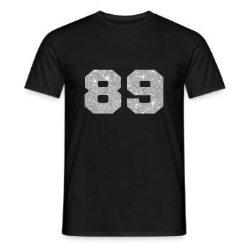 Number 89 Silver Glitter - 89th Anniversary - Men's T-Shirt - black - Front - AI Model Male 178 light (178cm)
