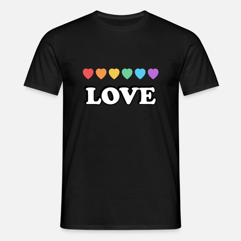 Liebe Regenbogenherzen - Männer T-Shirt - Schwarz