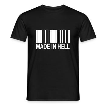 Made in Hell Strichcode Barcode hölle - Männer T-Shirt - Schwarz - Vorne - AI Model Male 178 light (178cm)