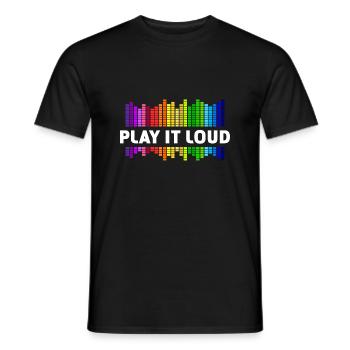 Play it loud Equalizer Music Rainbow Colorful Disco - Men's T-Shirt - black - Front - AI Model Male 178 light (178cm)