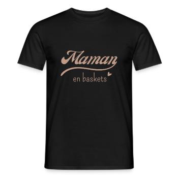Maman en baskets - T-shirt homme - noir - Devant - AI Model Male 178 light (178cm)