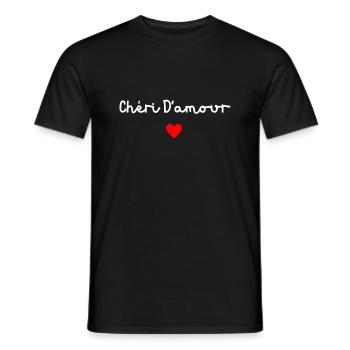 Chéri d’amour - T-shirt homme - noir - Devant - AI Model Male 178 light (178cm)