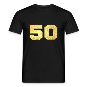 Numéro 50 paillettes doré - 50e anniversaire - T-shirt homme - noir - Devant - AI Model Male 178 light (178cm)