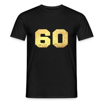 Number 60 Gold Glitter - 60th Anniversary - Men's T-Shirt - black - Front - AI Model Male 178 light (178cm)