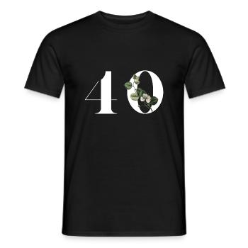 Number 40 Green Floral - 40th Floral Birthday - Men's T-Shirt - black - Front - AI Model Male 178 light (178cm)