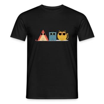 Chats cool avec lunettes de soleil – Géométrique - T-shirt homme - noir - Devant - AI Model Male 178 light (178cm)
