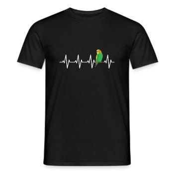 Budgerigar Heart line Butschie Parakeet Welli - Men's T-Shirt - black - Front - AI Model Male 178 light (178cm)