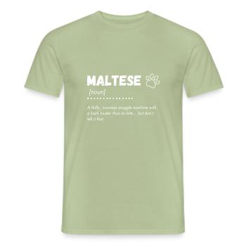 Maltais - une machine à câlins moelleuse et un aboyeur bruyant - T-shirt homme - vert sauge - Devant - AI Model Male 178 light (178cm)