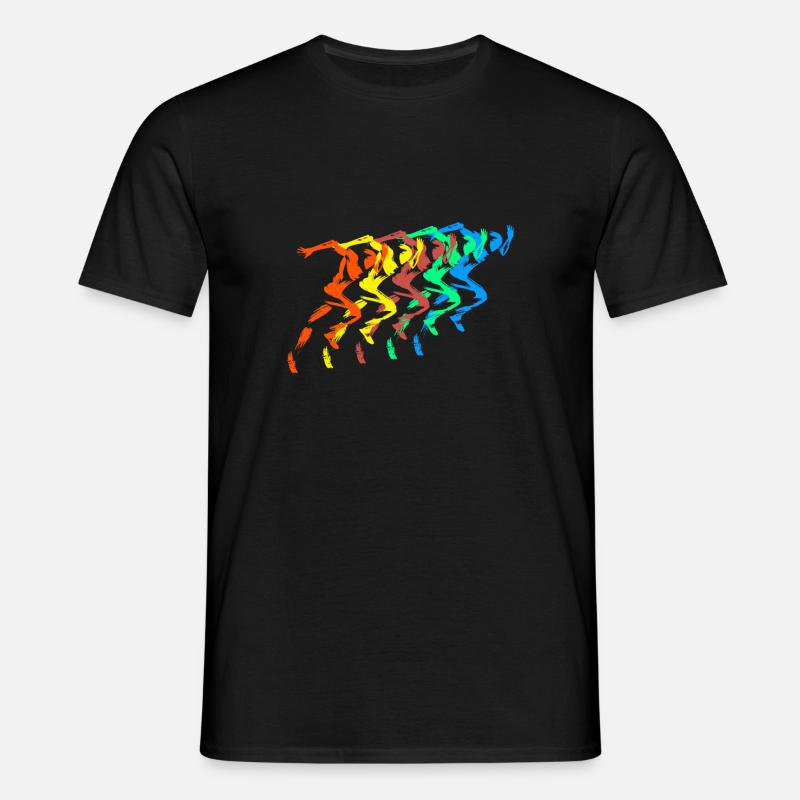 Leichtathletik Läufer Bunt Sprinter - Männer T-Shirt - Schwarz