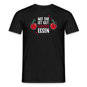 Mit dir ist gut Kirschen essen - Kirsche Geschenk - Männer T-Shirt - Schwarz - Vorne - AI Model Male 178 light (178cm)