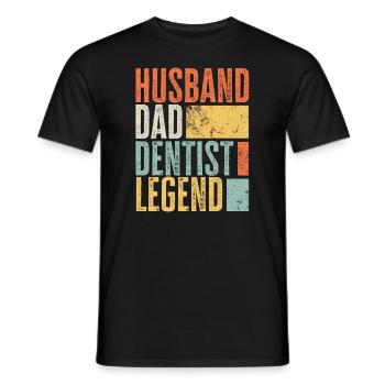 Dentist Husband Dad Legendary Father Best Retro - Men's T-Shirt - black - Front - AI Model Male 178 light (178cm)