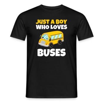 Nur ein Junge, der Busse liebt Geburtstagsgelbe Schule - Männer T-Shirt - Schwarz - Vorne - AI Model Male 178 light (178cm)