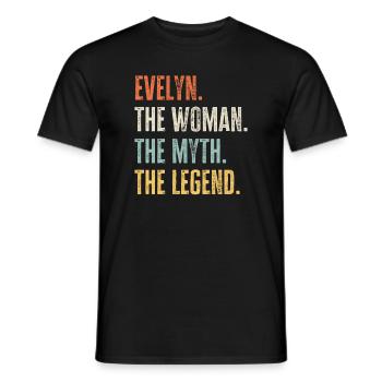 Evelyn The Best, Woman Myth Legend, Funny Best - Men's T-Shirt - black - Front - AI Model Male 178 light (178cm)