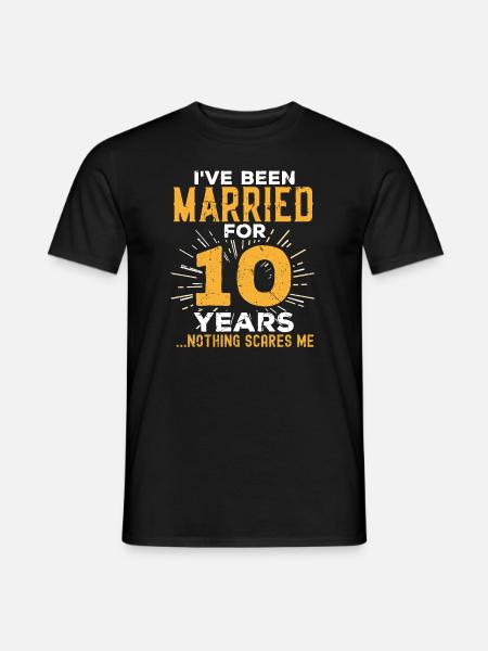 10. rocznica ślubu Śmieszne pary Married Gif - T-shirt męski - czarny