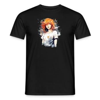 Fille d’anime - T-shirt homme - noir - Devant - AI Model Male 178 light (178cm)