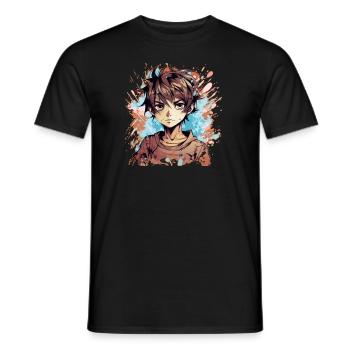 Anime Boy - Men's T-Shirt - black - Front - AI Model Male 178 light (178cm)