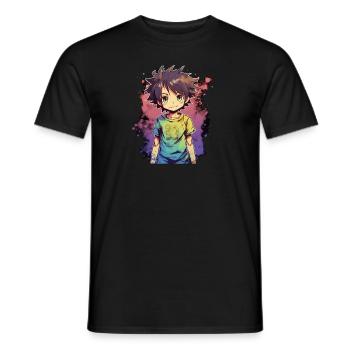 Anime Boy - Men's T-Shirt - black - Front - AI Model Male 178 light (178cm)