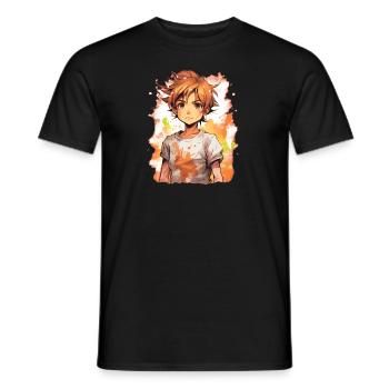 Anime Boy - Men's T-Shirt - black - Front - AI Model Male 178 light (178cm)