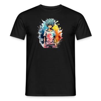 Anime Boy - Men's T-Shirt - black - Front - AI Model Male 178 light (178cm)