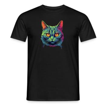 Katze - Männer T-Shirt - Schwarz - Vorne - AI Model Male 178 light (178cm)