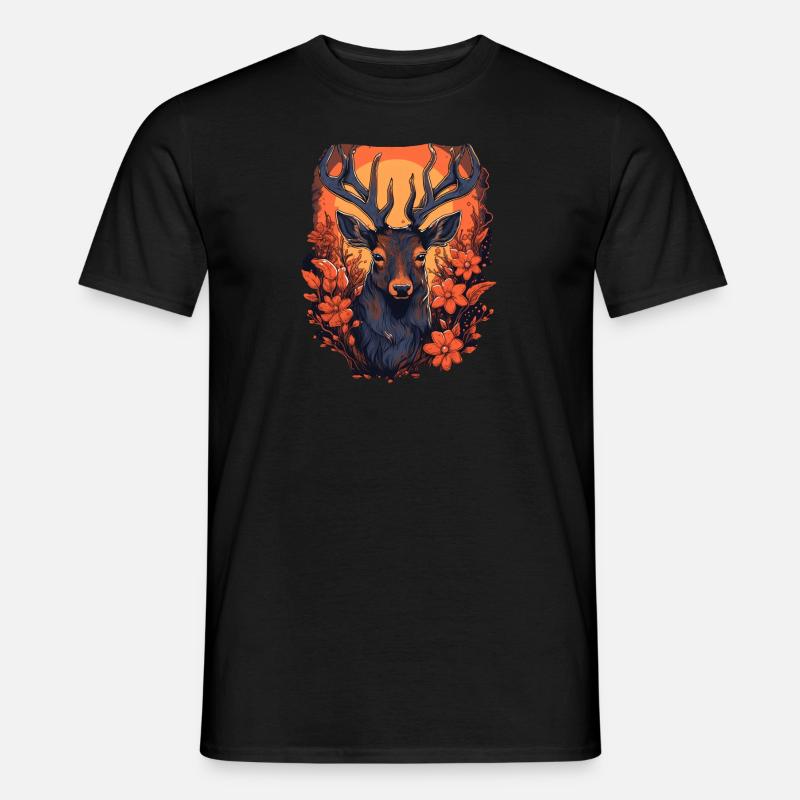 Hirsch - Männer T-Shirt - Schwarz