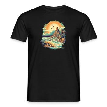 Beach - Men's T-Shirt - black - Front - AI Model Male 178 light (178cm)