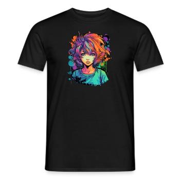 Anime Girl - T-shirt homme - noir - Devant - AI Model Male 178 light (178cm)