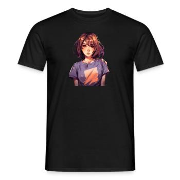 Anime Girl - Men's T-Shirt - black - Front - AI Model Male 178 light (178cm)