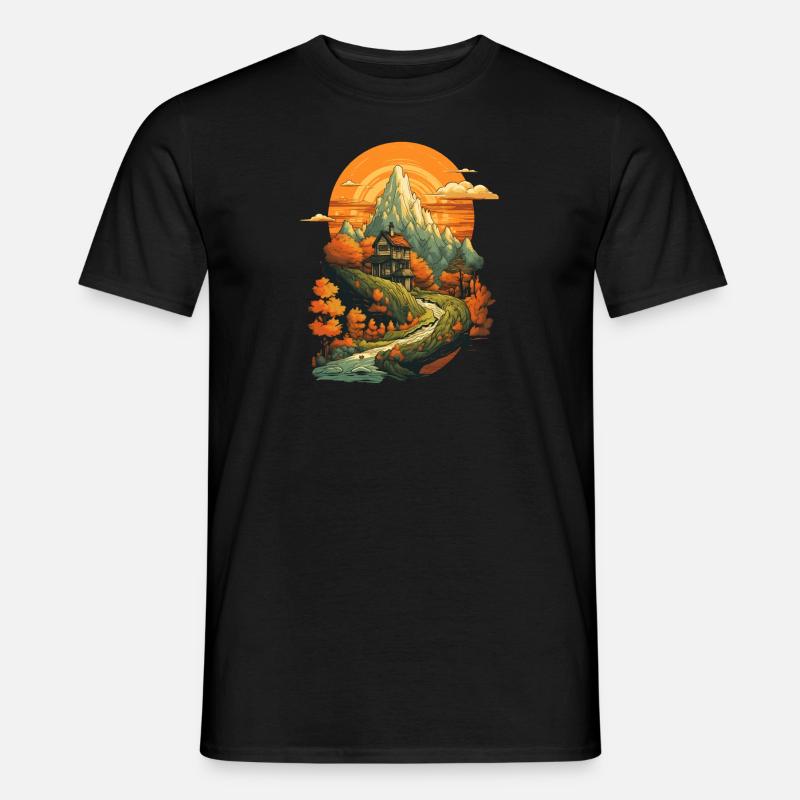 Herbstliche Landschaft - Männer T-Shirt - Schwarz