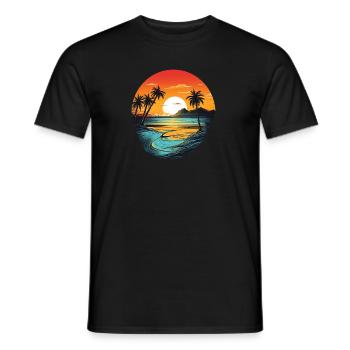 Beach - Men's T-Shirt - black - Front - AI Model Male 178 light (178cm)