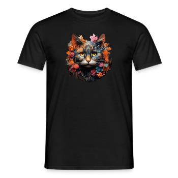 Katze - Männer T-Shirt - Schwarz - Vorne - AI Model Male 178 light (178cm)