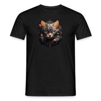 Katze - Männer T-Shirt - Schwarz - Vorne - AI Model Male 178 light (178cm)